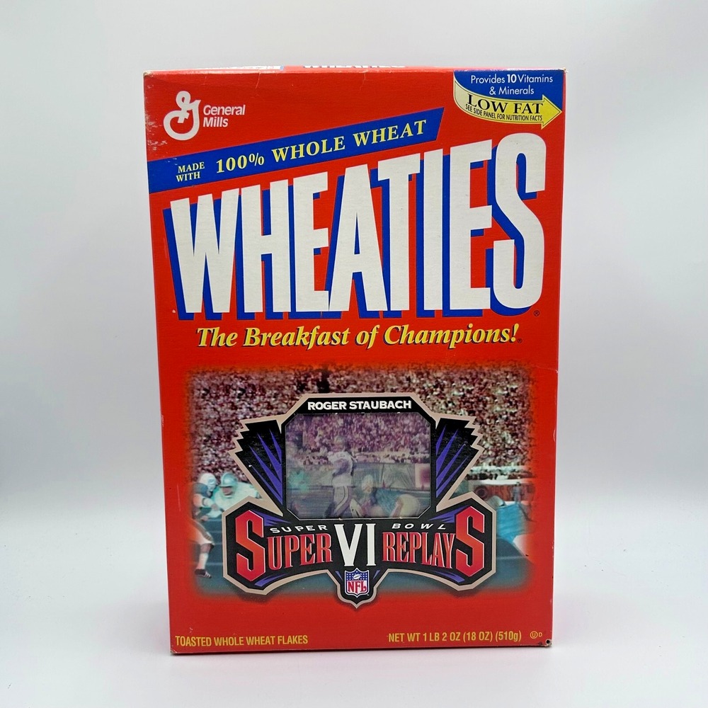 VTG Sealed Unopened 1997 Wheaties Super Bowl VI Roger Staubach Cowboys Hologram
